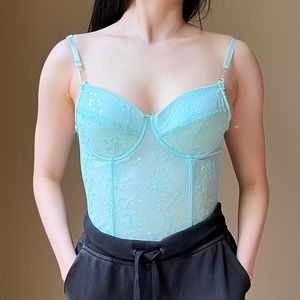 Marilyn Monroe Light Blue Sequined Bustier Corset Size 34C